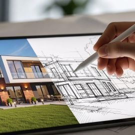 architectural-design-tablet-modern-house-plan
